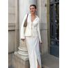 imageCicy Bell Womens Sexy Tie Front Satin Shirts Deep V Neck Silk Club Tops Long Sleeve Y2k Going Out BlouseWhite
