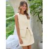 imageCicy Bell Womens Summer 2 Piece Outfits Crew Neck Sleeveless Fitted Blazer Vest Matching Sets Work Mini Skirt Suit SetsBeige