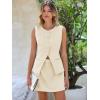 imageCicy Bell Womens Summer 2 Piece Outfits Crew Neck Sleeveless Fitted Blazer Vest Matching Sets Work Mini Skirt Suit SetsBeige