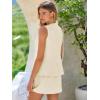 imageCicy Bell Womens Summer 2 Piece Outfits Crew Neck Sleeveless Fitted Blazer Vest Matching Sets Work Mini Skirt Suit SetsBeige