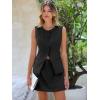 imageCicy Bell Womens Summer 2 Piece Outfits Crew Neck Sleeveless Fitted Blazer Vest Matching Sets Work Mini Skirt Suit SetsBlack