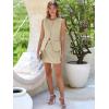 imageCicy Bell Womens Summer 2 Piece Outfits Crew Neck Sleeveless Fitted Blazer Vest Matching Sets Work Mini Skirt Suit SetsKhaki