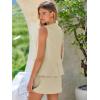 imageCicy Bell Womens Summer 2 Piece Outfits Crew Neck Sleeveless Fitted Blazer Vest Matching Sets Work Mini Skirt Suit SetsKhaki