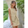 imageCicy Bell Womens Summer 2 Piece Outfits Crew Neck Sleeveless Fitted Blazer Vest Matching Sets Work Mini Skirt Suit SetsKhaki