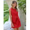 imageCicy Bell Womens Summer 2 Piece Outfits Crew Neck Sleeveless Fitted Blazer Vest Matching Sets Work Mini Skirt Suit SetsRed