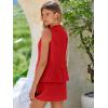 imageCicy Bell Womens Summer 2 Piece Outfits Crew Neck Sleeveless Fitted Blazer Vest Matching Sets Work Mini Skirt Suit SetsRed