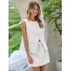 imageCicy Bell Womens Summer 2 Piece Outfits Crew Neck Sleeveless Fitted Blazer Vest Matching Sets Work Mini Skirt Suit SetsWhite