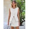 imageCicy Bell Womens Summer 2 Piece Outfits Crew Neck Sleeveless Fitted Blazer Vest Matching Sets Work Mini Skirt Suit SetsWhite