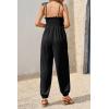 imageCicy Bell Womens Summer Smocked Jumpsuits Loose Fit Adjustable Spaghetti Strap Jumpers Button Front Jogger Leg OverallsBlack