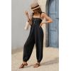 imageCicy Bell Womens Summer Smocked Jumpsuits Loose Fit Adjustable Spaghetti Strap Jumpers Button Front Jogger Leg OverallsBlack