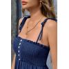 imageCicy Bell Womens Summer Smocked Jumpsuits Loose Fit Adjustable Spaghetti Strap Jumpers Button Front Jogger Leg OverallsBlue