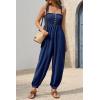 imageCicy Bell Womens Summer Smocked Jumpsuits Loose Fit Adjustable Spaghetti Strap Jumpers Button Front Jogger Leg OverallsBlue