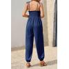 imageCicy Bell Womens Summer Smocked Jumpsuits Loose Fit Adjustable Spaghetti Strap Jumpers Button Front Jogger Leg OverallsBlue
