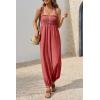 imageCicy Bell Womens Summer Smocked Jumpsuits Loose Fit Adjustable Spaghetti Strap Jumpers Button Front Jogger Leg OverallsBrick Red