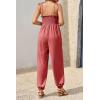 imageCicy Bell Womens Summer Smocked Jumpsuits Loose Fit Adjustable Spaghetti Strap Jumpers Button Front Jogger Leg OverallsBrick Red