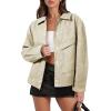 imageCicy Bell Womens Faux Leather Bomber Jackets Button Down Vintage Casual Moto Coats Loose Fit Fall Fashion OuterwearApricot