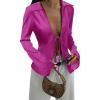 imageCicy Bell Womens Sexy Tie Front Satin Shirts Deep V Neck Silk Club Tops Long Sleeve Y2k Going Out BlouseRose Red