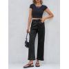 imageCicy Bell Womens Baggy Horseshoe Jeans Boyfriend Wide Leg Vintage Mid Rise Cropped Denim PantsBlack