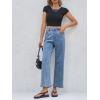 imageCicy Bell Womens Baggy Horseshoe Jeans Boyfriend Wide Leg Vintage Mid Rise Cropped Denim PantsBlue
