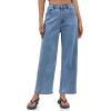 imageCicy Bell Womens Baggy Horseshoe Jeans Boyfriend Wide Leg Vintage Mid Rise Cropped Denim PantsBlue