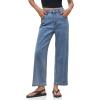 imageCicy Bell Womens Baggy Horseshoe Jeans Boyfriend Wide Leg Vintage Mid Rise Cropped Denim PantsBlue