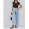 imageCicy Bell Womens Baggy Horseshoe Jeans Boyfriend Wide Leg Vintage Mid Rise Cropped Denim PantsLight Blue