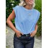 imageCicy Bell Womens Cap Sleeve Tank Tops Boat Neck Loose Fit Tshirts Summer Casual Basic Tee ShirtsBlue