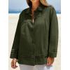 imageCicy Bell Womens Oversized Casual Jackets Lightweight Pleated Babydoll Shackets Cotton Button Down CoatsArmy Green