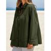 imageCicy Bell Womens Oversized Casual Jackets Lightweight Pleated Babydoll Shackets Cotton Button Down CoatsArmy Green