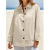 imageCicy Bell Womens Oversized Casual Jackets Lightweight Pleated Babydoll Shackets Cotton Button Down CoatsBeige