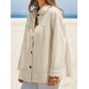 imageCicy Bell Womens Oversized Casual Jackets Lightweight Pleated Babydoll Shackets Cotton Button Down CoatsBeige