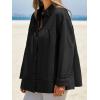 imageCicy Bell Womens Oversized Casual Jackets Lightweight Pleated Babydoll Shackets Cotton Button Down CoatsBlack