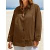 imageCicy Bell Womens Oversized Casual Jackets Lightweight Pleated Babydoll Shackets Cotton Button Down CoatsBrown