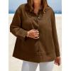 imageCicy Bell Womens Oversized Casual Jackets Lightweight Pleated Babydoll Shackets Cotton Button Down CoatsBrown