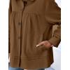 imageCicy Bell Womens Oversized Casual Jackets Lightweight Pleated Babydoll Shackets Cotton Button Down CoatsBrown