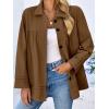 imageCicy Bell Womens Oversized Casual Jackets Lightweight Pleated Babydoll Shackets Cotton Button Down CoatsBrown
