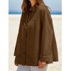 imageCicy Bell Womens Oversized Casual Jackets Lightweight Pleated Babydoll Shackets Cotton Button Down CoatsBrown