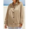 imageCicy Bell Womens Oversized Casual Jackets Lightweight Pleated Babydoll Shackets Cotton Button Down CoatsLight Khaki