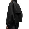imageCicy Bell Womens Oversized Cropped Trench Coats Batwing Sleeve Trendy Casual Jackets Button Up OuterwearBlack