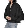imageCicy Bell Womens Oversized Cropped Trench Coats Batwing Sleeve Trendy Casual Jackets Button Up OuterwearBlack