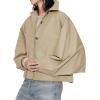 imageCicy Bell Womens Oversized Cropped Trench Coats Batwing Sleeve Trendy Casual Jackets Button Up OuterwearKhaki