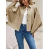 imageCicy Bell Womens Oversized Cropped Trench Coats Batwing Sleeve Trendy Casual Jackets Button Up OuterwearKhaki