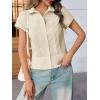 imageCicy Bell Womens Short Sleeve Button Down Shirts Pleated Slim Fit Summer Dressy Casual BlousesBeige