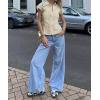 imageCicy Bell Womens Short Sleeve Button Down Shirts Pleated Slim Fit Summer Dressy Casual BlousesBeige