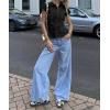 imageCicy Bell Womens Short Sleeve Button Down Shirts Pleated Slim Fit Summer Dressy Casual BlousesBlack