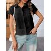 imageCicy Bell Womens Short Sleeve Button Down Shirts Pleated Slim Fit Summer Dressy Casual BlousesBlack