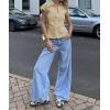 imageCicy Bell Womens Short Sleeve Button Down Shirts Pleated Slim Fit Summer Dressy Casual BlousesKhaki