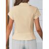 imageCicy Bell Womens Short Sleeve Button Down Shirts Pleated Slim Fit Summer Dressy Casual BlousesKhaki