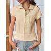 imageCicy Bell Womens Short Sleeve Button Down Shirts Pleated Slim Fit Summer Dressy Casual BlousesKhaki