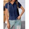 imageCicy Bell Womens Short Sleeve Button Down Shirts Pleated Slim Fit Summer Dressy Casual BlousesNavy